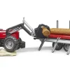 Bruder Massey Ferguson 7480 with Front Loader and Timber Trailer Toy