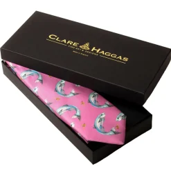 Clare Haggas Gents Tie Catch and Release Salmon Pink
