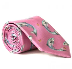Clare Haggas Gents Tie Catch and Release Salmon Pink