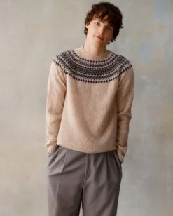 Harley of Scotland Men's Fair Isle Yoke Sweater