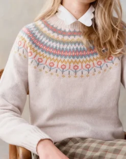 Harley of Scotland Women's Fair Isle Yoke Sweater