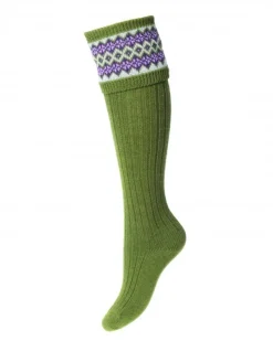 House Of Cheviot Lady Fairisle Sock Moss