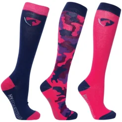 Hy Equestrian DynaForce Socks (Pack of 3) Pacific/Grey