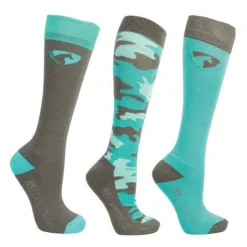 Hy Equestrian DynaForce Socks (Pack of 3) Pacific/Grey