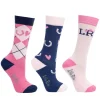 Hy Equestrian Pony Fantasy Bamboo Socks Little Rider - Pink/Navy