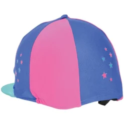 Hy Zeddy Three Tone Lycra Hat Silk Flamingo Pink/Turquiose/Cobalt Blue